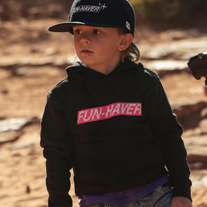 Future Fun-Haver wearing the Energy Black Youth Pullover Hoodie.