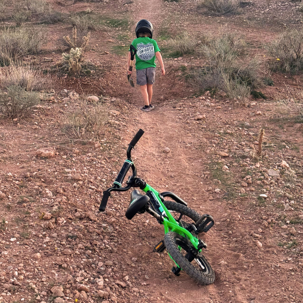 Future Fun-Haver wearing the Fun-Haver® Kelly Green Shield Logo Youth T-Shirt