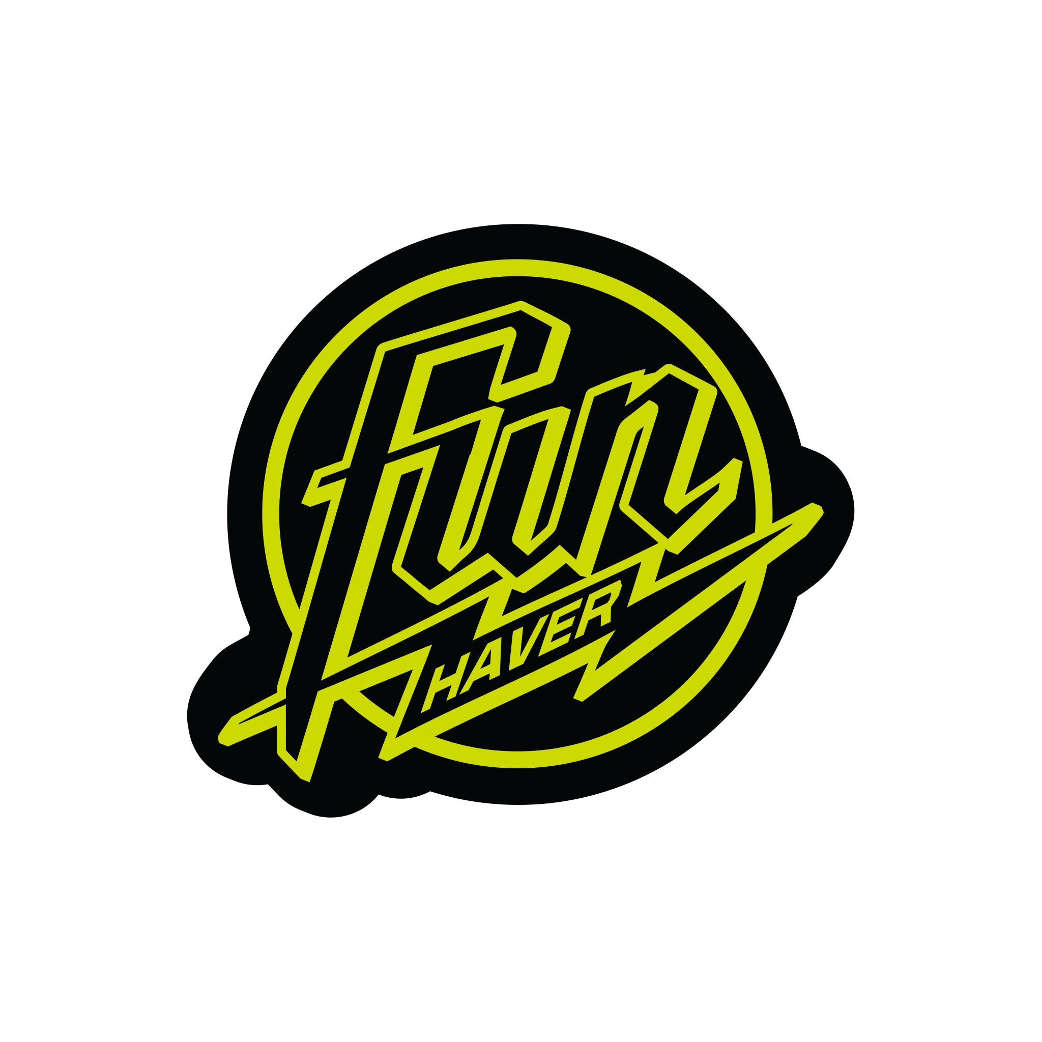 Fun-Haver Weekend round Black vinyl sticker.
