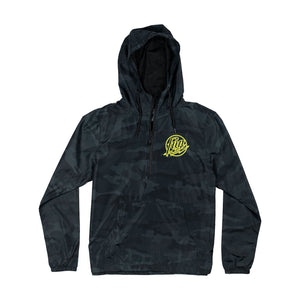 Front view of the Fun-Haver® Weekend Windbreaker Anorak Jacket in Black Camo.