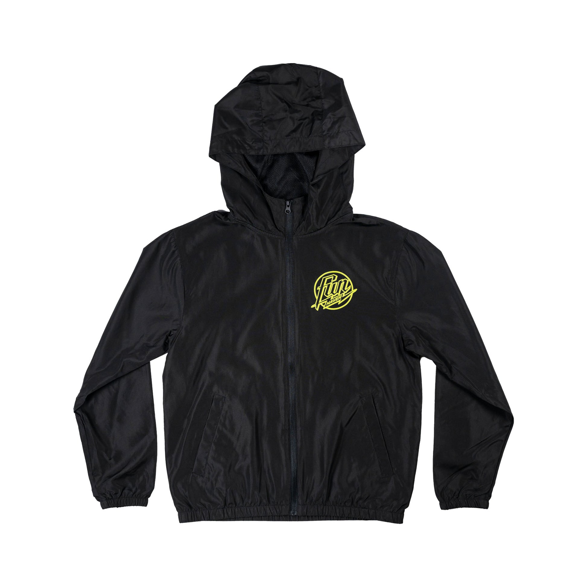 Front view of the Fun-Haver® Weekend Youth Windbreaker in Black.