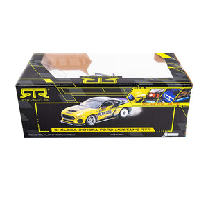 Back box view of Chelsea DeNofa's Jada Toys 1:24th Scale Diecast Toy Model 2023 Formula Drift Winning 2023 Ford Mustang RTR Spec 5 competition car.