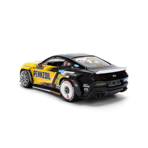 Rear left view of Chelsea DeNofa's Jada Toys 1:24th Scale Diecast Toy Model 2023 Formula Drift Winning 2023 Ford Mustang RTR Spec 5 competition car.