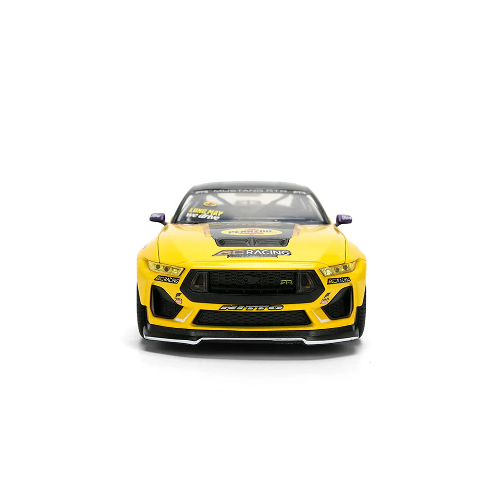Front view of Chelsea DeNofa's Jada Toys 1:24th Scale Diecast Toy Model 2023 Formula Drift Winning 2023 Ford Mustang RTR Spec 5 competition car.