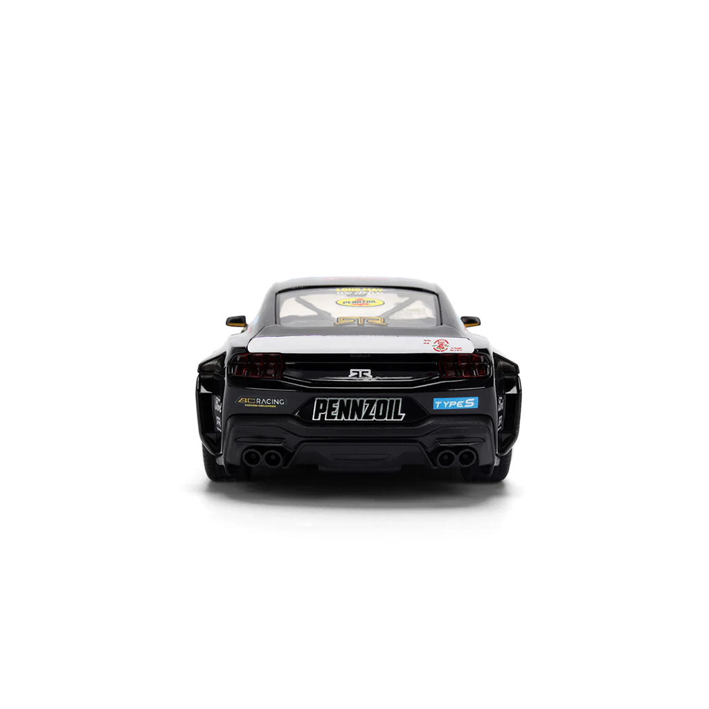 Rear view of Chelsea DeNofa's Jada Toys 1:24th Scale Diecast Toy Model 2023 Formula Drift Winning 2023 Ford Mustang RTR Spec 5 competition car.