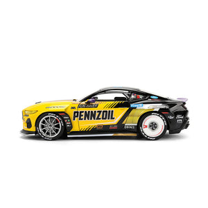 Left side view of Chelsea DeNofa's Jada Toys 1:24th Scale Diecast Toy Model 2023 Formula Drift Winning 2023 Ford Mustang RTR Spec 5 competition car.