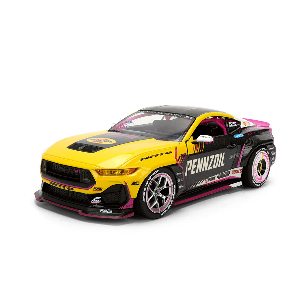 Front left view of Ben Hobson's Jada Toys 1:24th Scale Diecast Toy Model Formula Drift 2025 Ford Mustang RTR Spec 5 competition car.