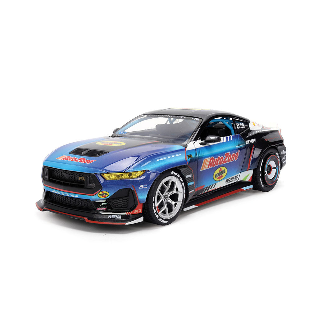 Front left view of James Deane's Jada Toys 1:24th Scale Diecast Toy Model Formula Drift 2025 Ford Mustang RTR Spec 5 competition car.