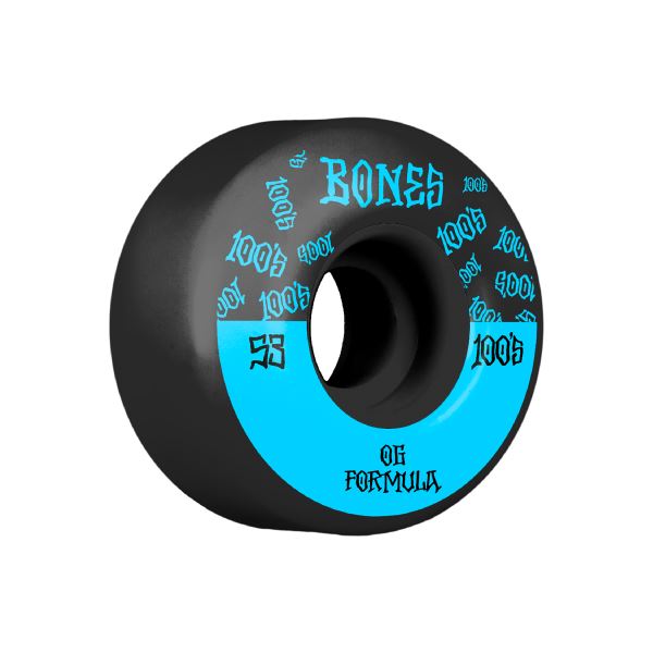 BONES 100&#39;s OG V4 #13 53mm BLACK W/BLUE Skateboards Eastern Skateboard Supply 