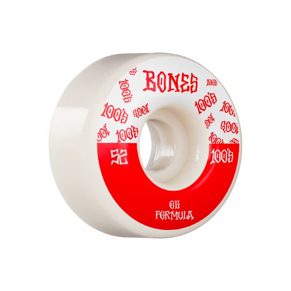 BONES 100&#39;s OG V4 #13 52mm WHITE W/RED Skateboards Eastern Skateboard Supply 
