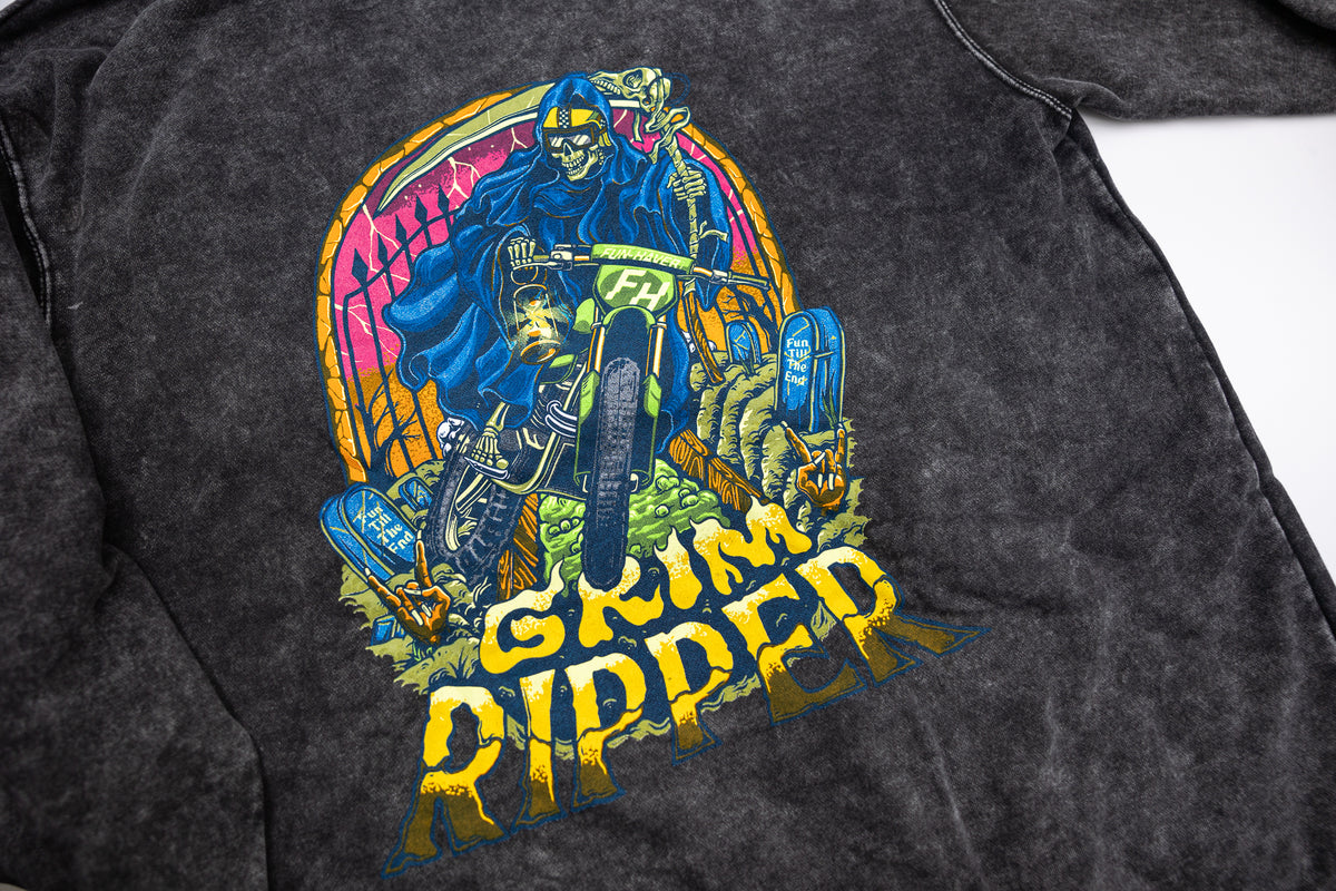 Fun-Haver Grim Ripper Moto Mineral Wash Hoodie
